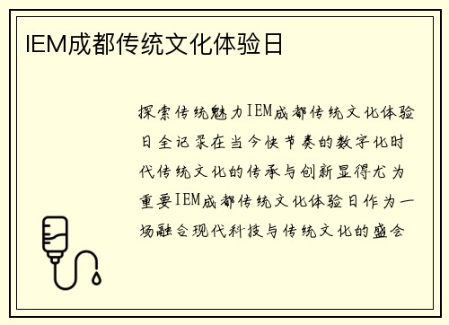 IEM成都传统文化体验日
